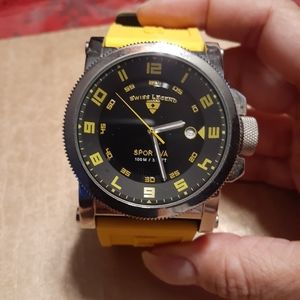 Swiss Legend Sportiva, black face, yellow band.